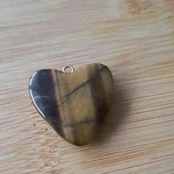 Brown  Tiger's Eye Heart Pendant Necklace - Picture 1 of 5